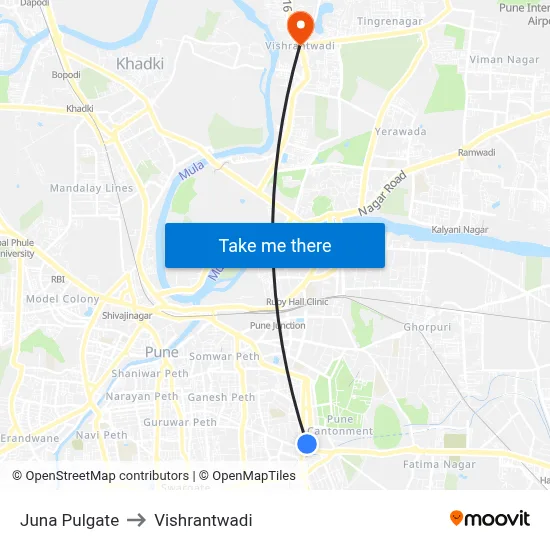 Juna Pulgate to Vishrantwadi map