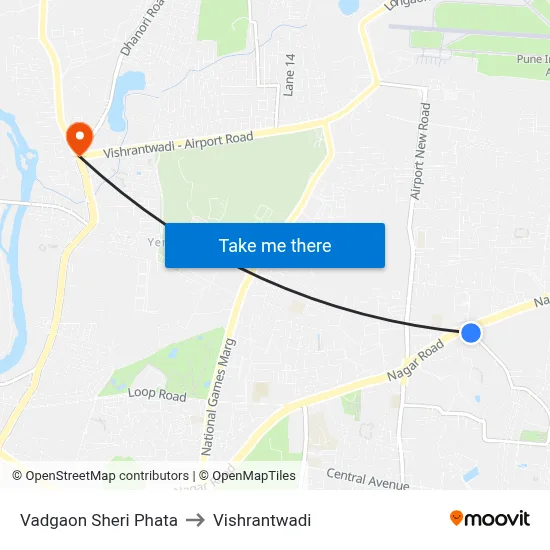 Vadgaon Sheri Phata to Vishrantwadi map