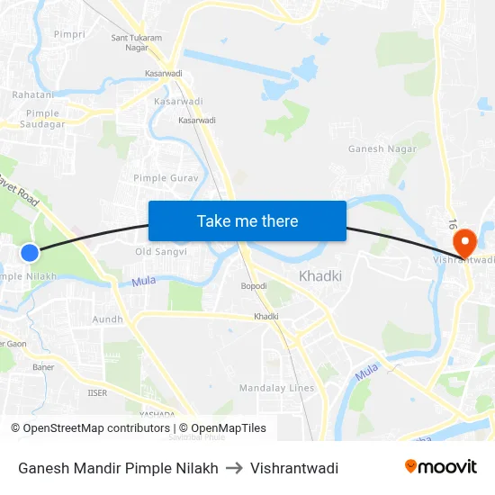 Ganesh Mandir Pimple Nilakh to Vishrantwadi map