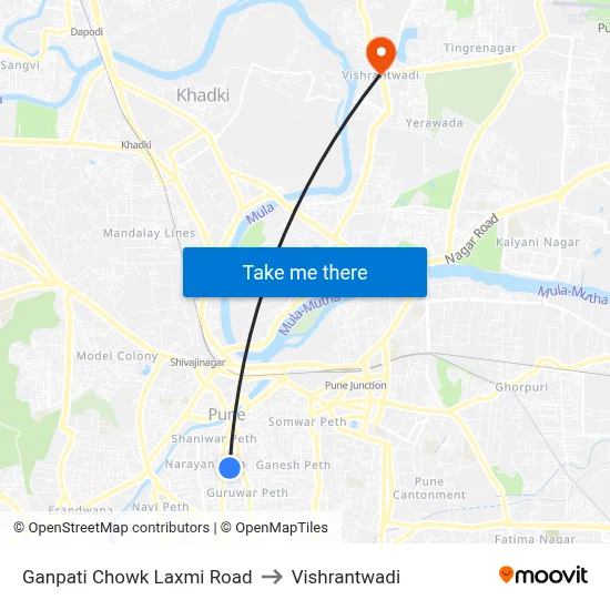 Ganpati Chowk Laxmi Road to Vishrantwadi map