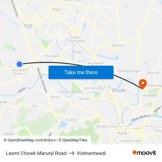 Laxmi Chowk Marunji Road to Vishrantwadi map