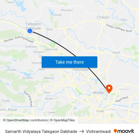 Samarth Vidyalaya Talegaon Dabhade to Vishrantwadi map