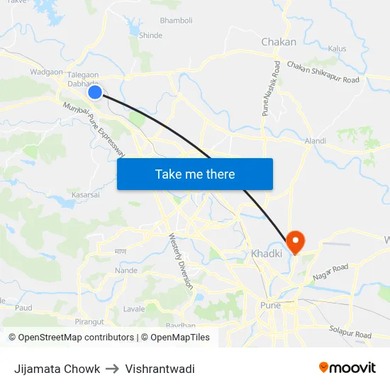 Jijamata Chowk to Vishrantwadi map