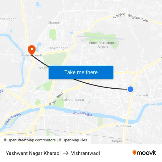 Yashwant Nagar Kharadi to Vishrantwadi map