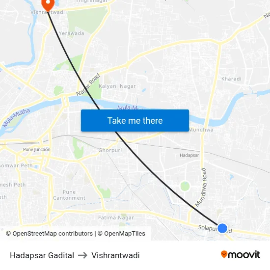 Hadapsar Gadital to Vishrantwadi map