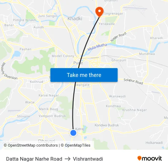 Datta Nagar Narhe Road to Vishrantwadi map