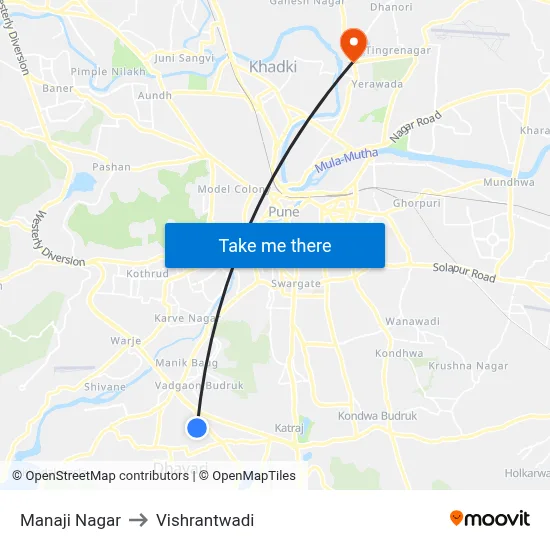 Manaji Nagar to Vishrantwadi map