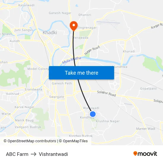 ABC Farm to Vishrantwadi map