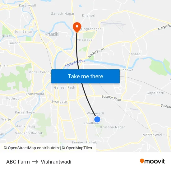 ABC Farm to Vishrantwadi map