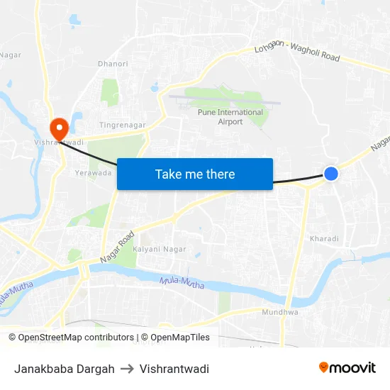 Janakbaba Dargah to Vishrantwadi map