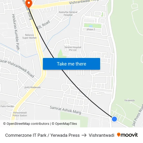 Commerzone IT Park / Yerwada Press to Vishrantwadi map