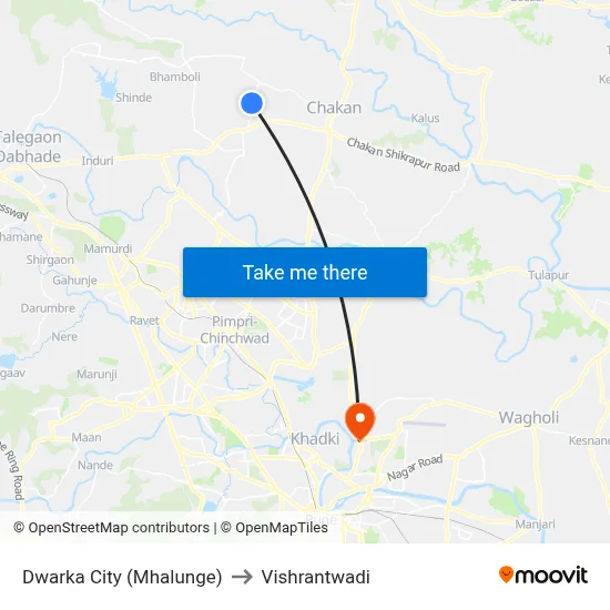 Dwarka City (Mhalunge) to Vishrantwadi map