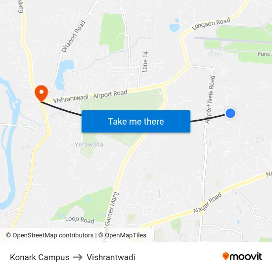 Konark Campus to Vishrantwadi map