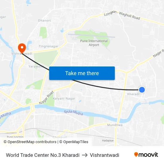 World Trade Center No.3 Kharadi to Vishrantwadi map