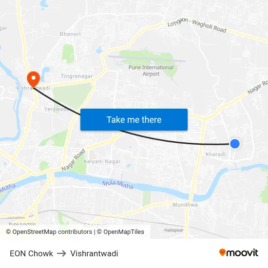 EON Chowk to Vishrantwadi map