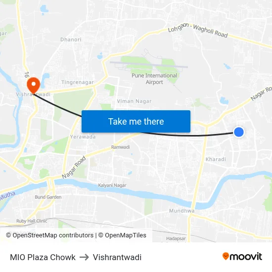 MIO Plaza Chowk to Vishrantwadi map