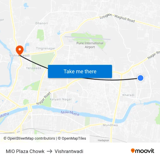 MIO Plaza Chowk to Vishrantwadi map