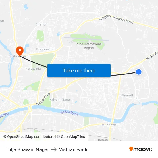 Tulja Bhavani Nagar to Vishrantwadi map