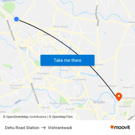 Dehu Road Station to Vishrantwadi map
