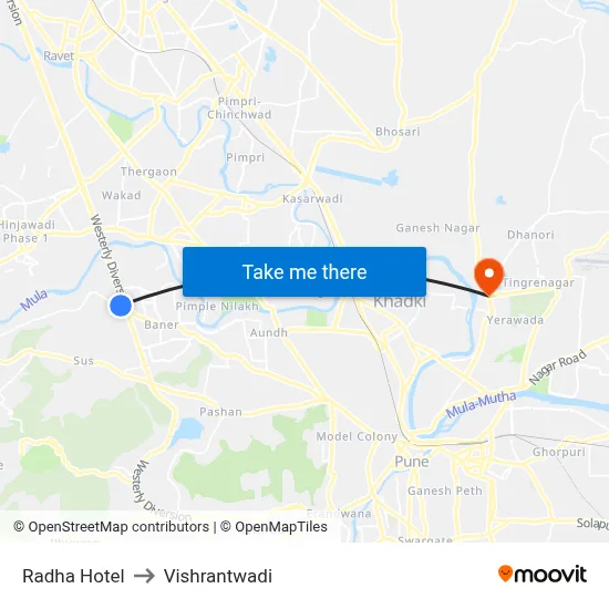 Radha Hotel to Vishrantwadi map