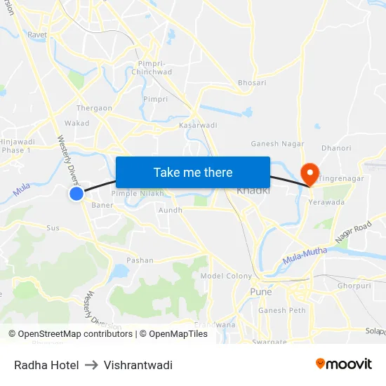 Radha Hotel to Vishrantwadi map