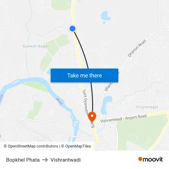 Bopkhel Phata to Vishrantwadi map