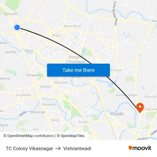 TC Colony Vikasnagar to Vishrantwadi map