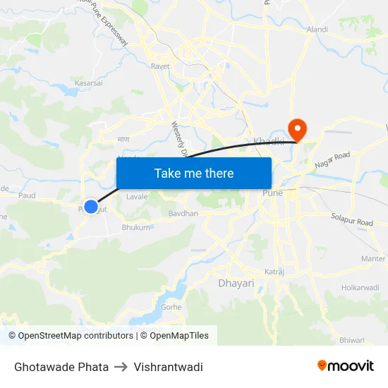 Ghotawade Phata to Vishrantwadi map