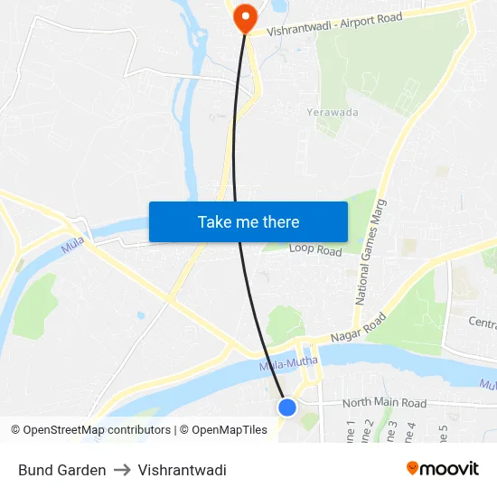 Bund Garden to Vishrantwadi map