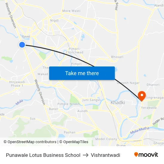 Punawale Lotus Business School to Vishrantwadi map
