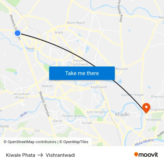Kiwale Phata to Vishrantwadi map