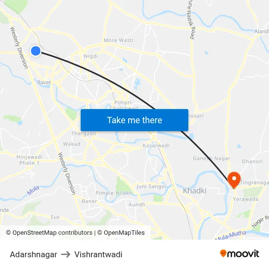 Adarshnagar to Vishrantwadi map
