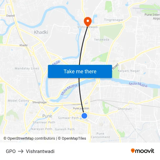 GPO to Vishrantwadi map