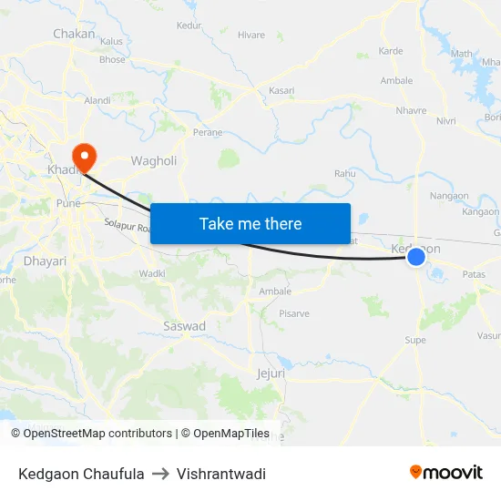 Kedgaon Chaufula to Vishrantwadi map
