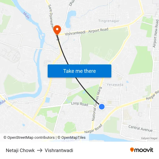 Netaji Chowk to Vishrantwadi map