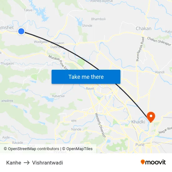 Kanhe to Vishrantwadi map
