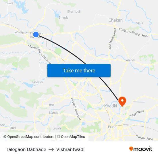 Talegaon Dabhade to Vishrantwadi map