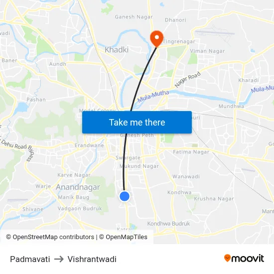 Padmavati to Vishrantwadi map