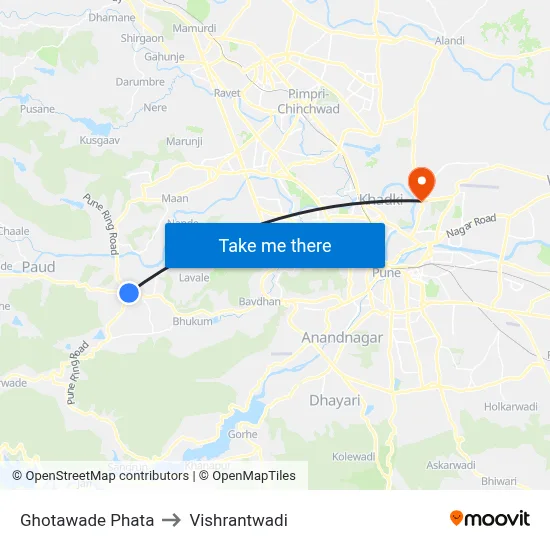 Ghotawade Phata to Vishrantwadi map