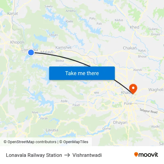 Lonavala Railway Station to Vishrantwadi map