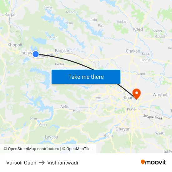 Varsoli Gaon to Vishrantwadi map