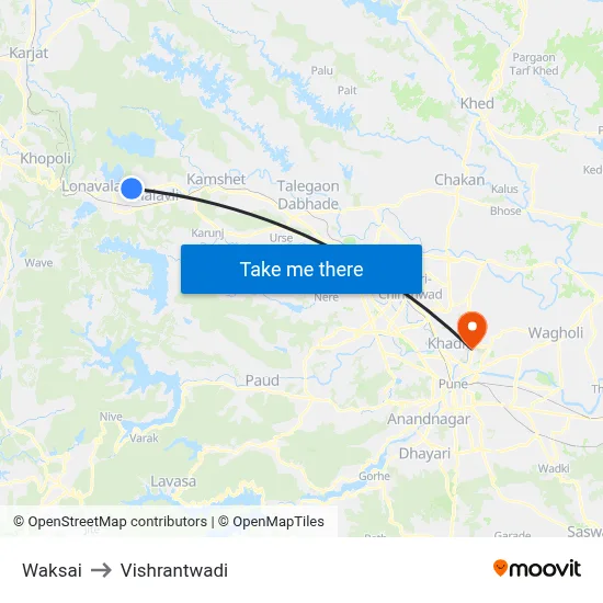 Waksai to Vishrantwadi map