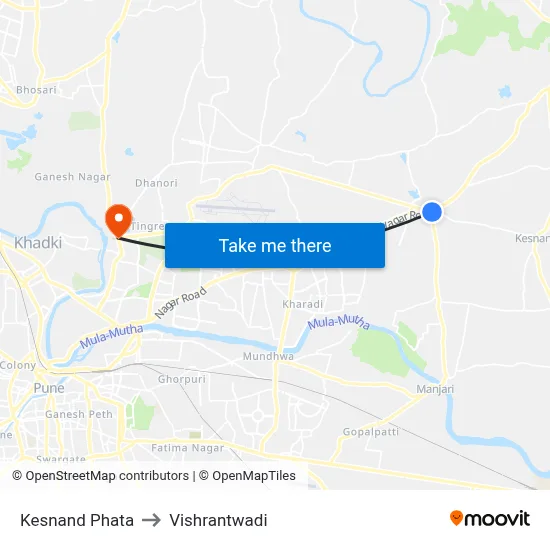 Kesnand Phata to Vishrantwadi map