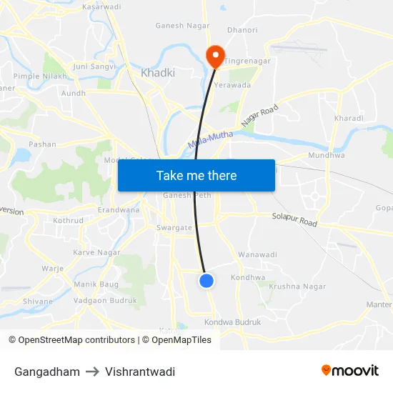 Gangadham to Vishrantwadi map