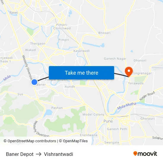 Baner Depot to Vishrantwadi map