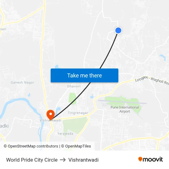 World Pride City Circle to Vishrantwadi map