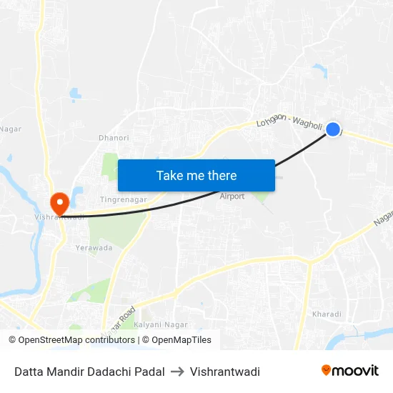 Datta Mandir Dadachi Padal to Vishrantwadi map