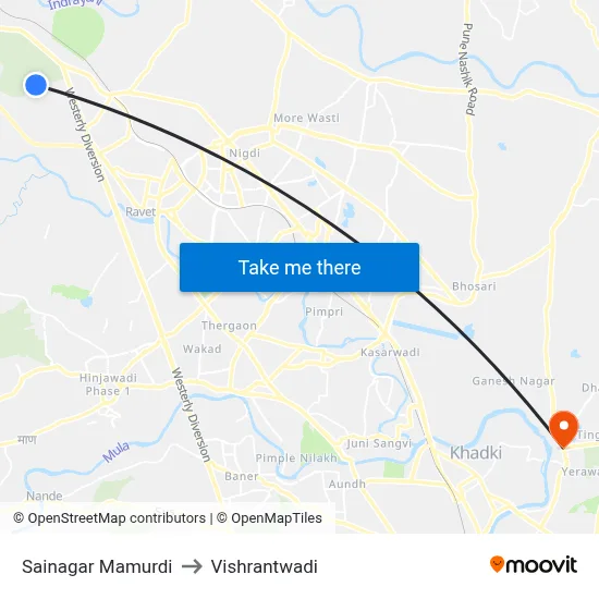 Sainagar Mamurdi to Vishrantwadi map