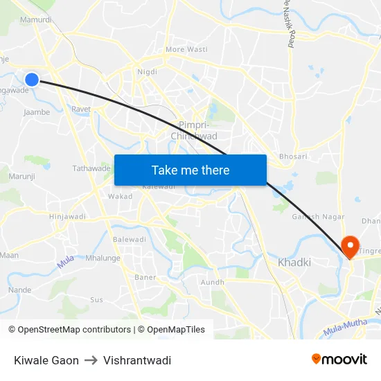 Kiwale Gaon to Vishrantwadi map