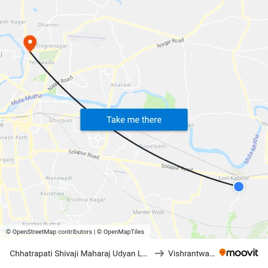 Chhatrapati Shivaji Maharaj Udyan Loni to Vishrantwadi map